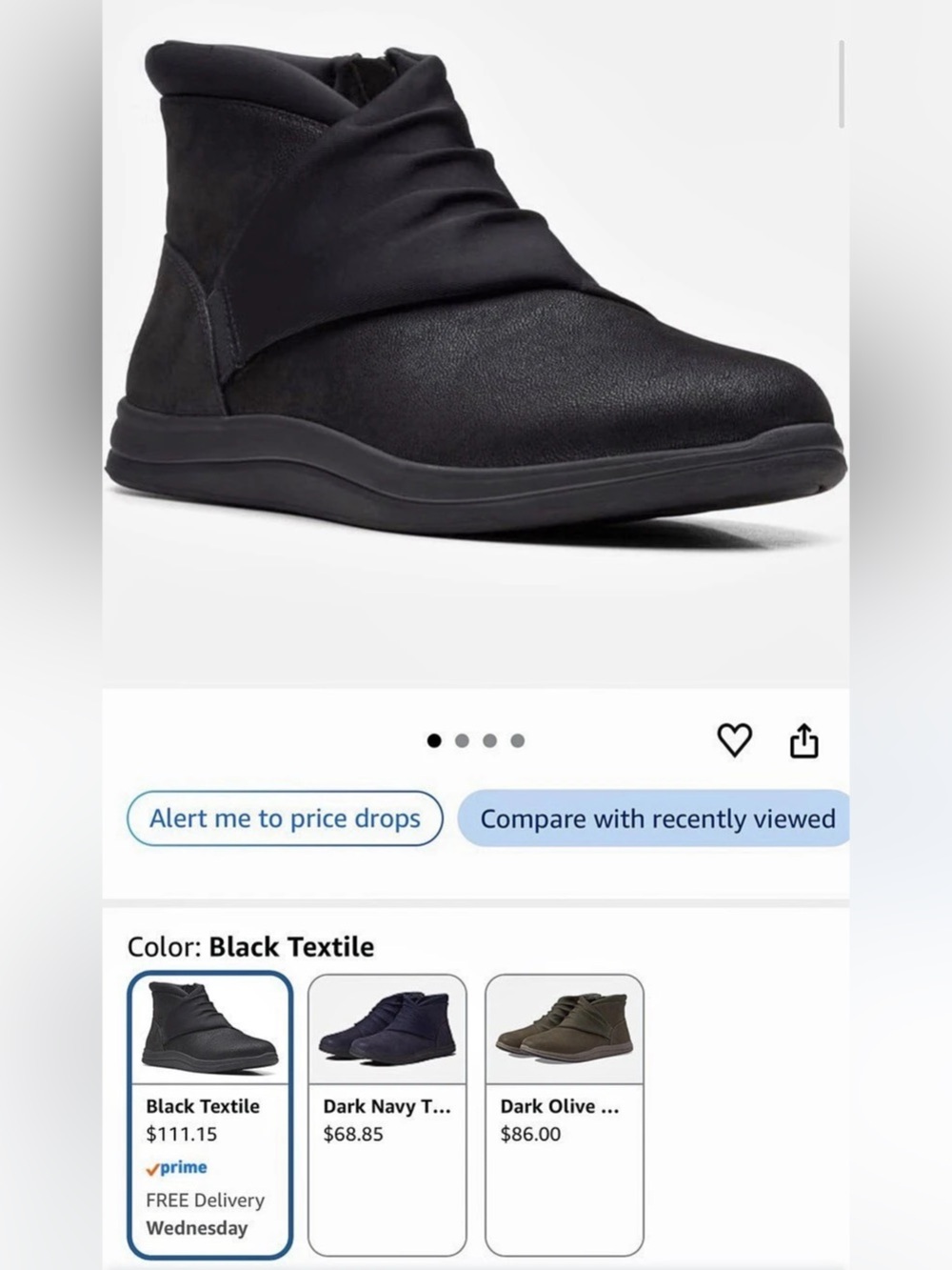 Clarks Caroline Orchid Black Leather Ankle Boots
